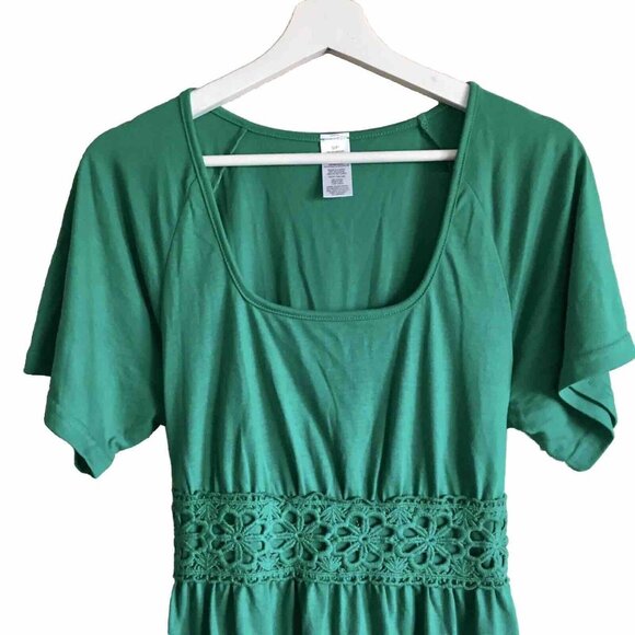 Women Green Summer A-Line Square Neck Embroidered Smocked Waist Dress Size Small - Picture 2 of 7